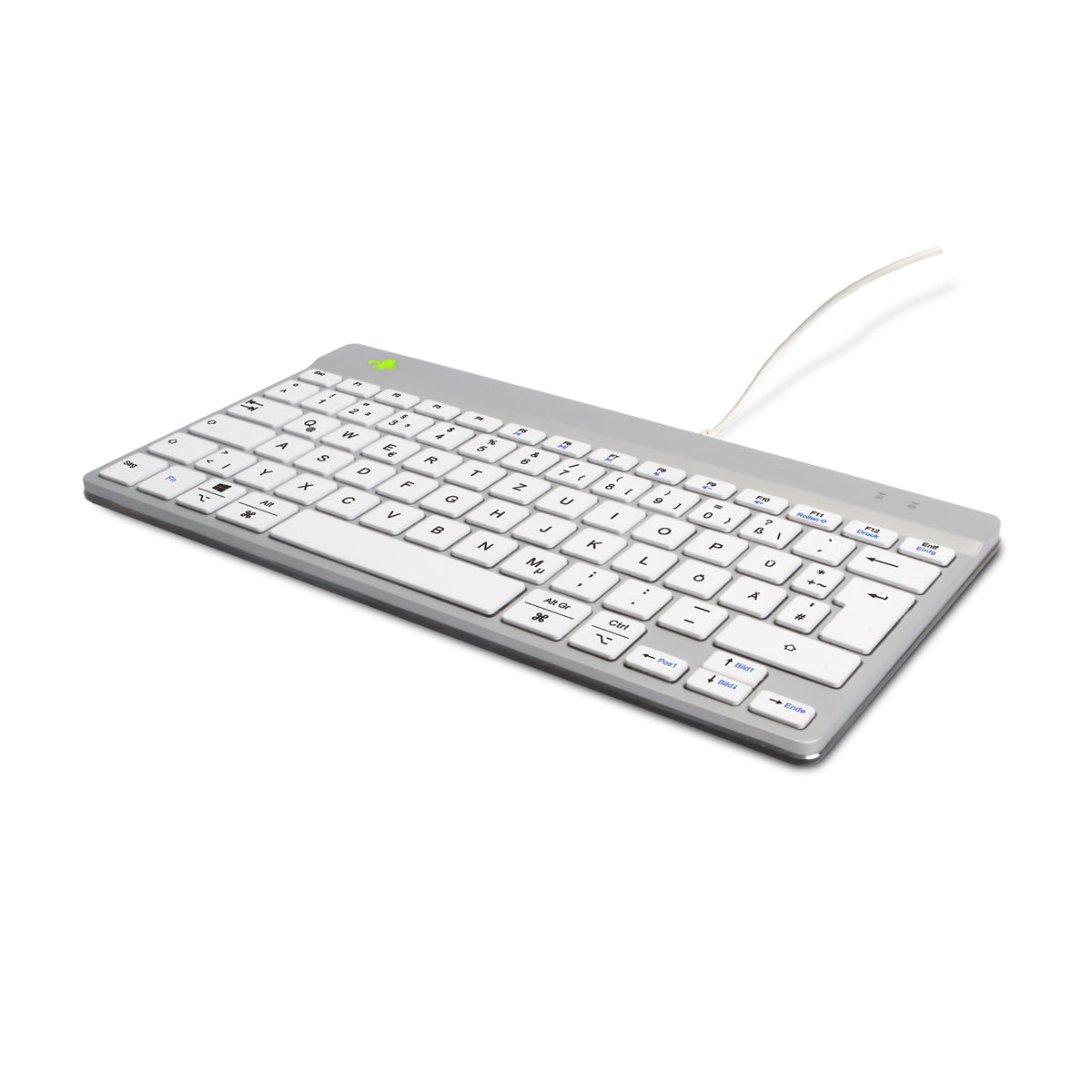 R-Go Tools Ergonomische Tastatur R-Go Compact Break, kompakte Tastatur mit Pausensoftware, QWERTZ (DE), Kabelgebunden, Weiß