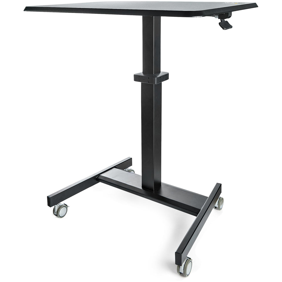 StarTech.com Bureau réglable en hauteur - Poste de travail assis-debout - Bureau ergonomique réglable avec roulettes - Table d'ordinateur avec levage monotouche verrouillable pour enseignants/élèves
