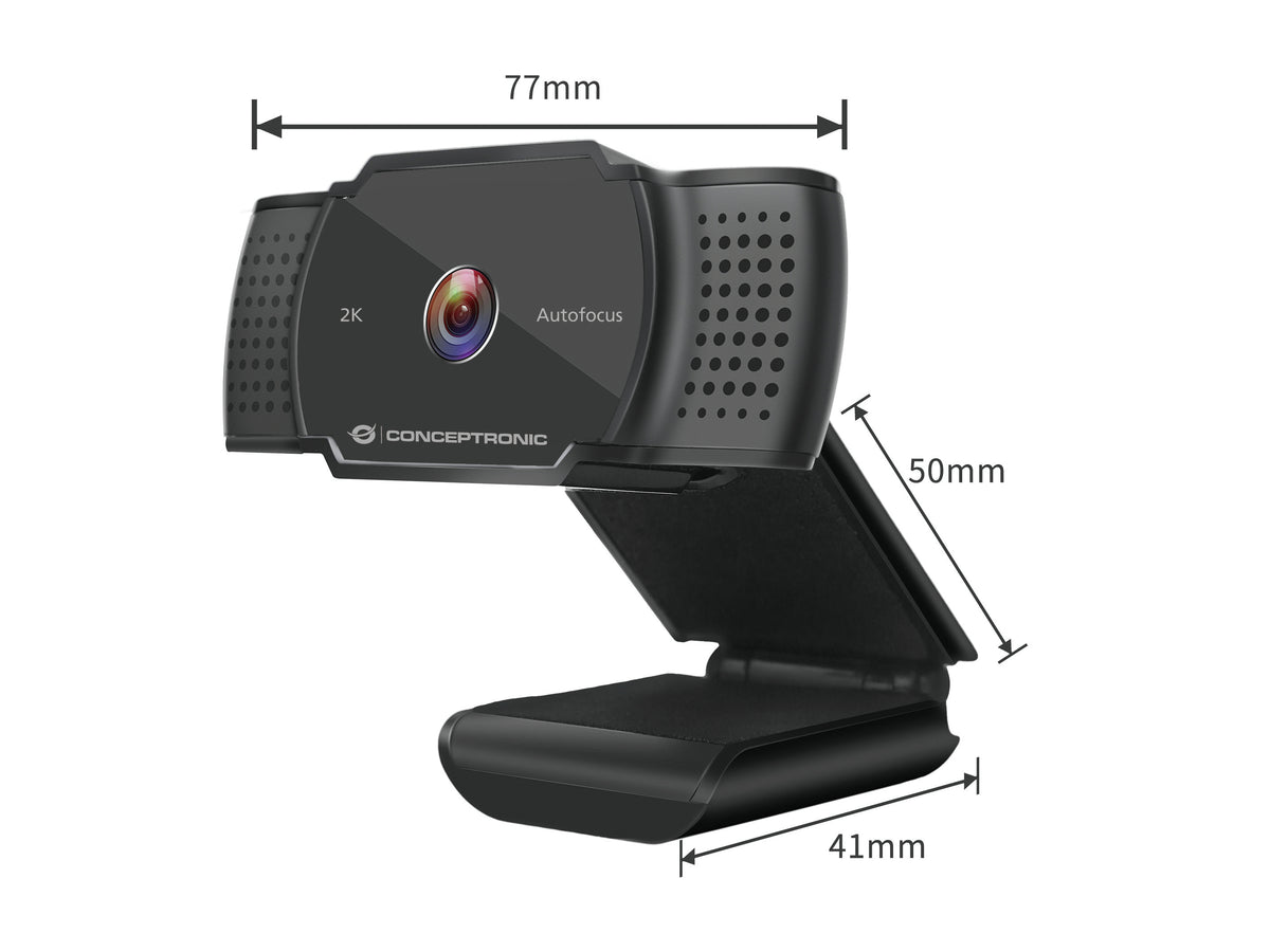 Conceptronic AMDIS 2K-Super-HD-Autofokus-Webcam mit Mikrofon