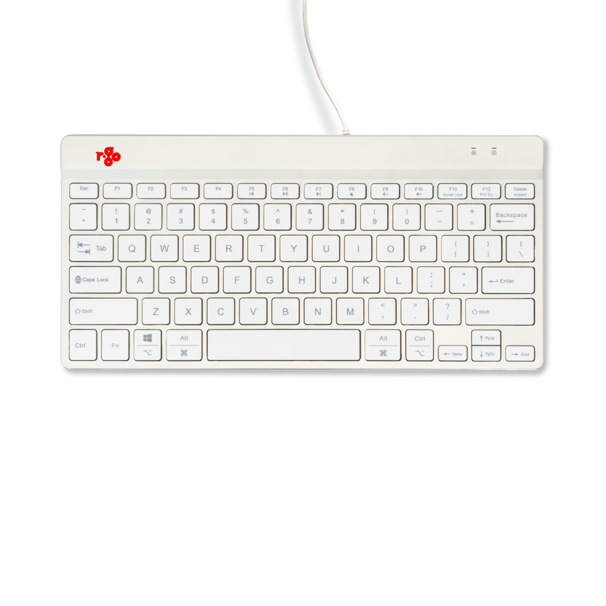 R-Go Tools Ergonomische Tastatur R-Go Compact Break, kompakte Tastatur mit Pausensoftware, QWERTY (US), Kabelgebunden, Weiß