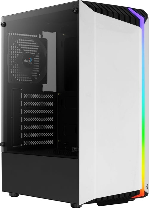 Aerocool Bionic v1 Midi-Tower, RGB, Tempered Glass - schwarz/weiß