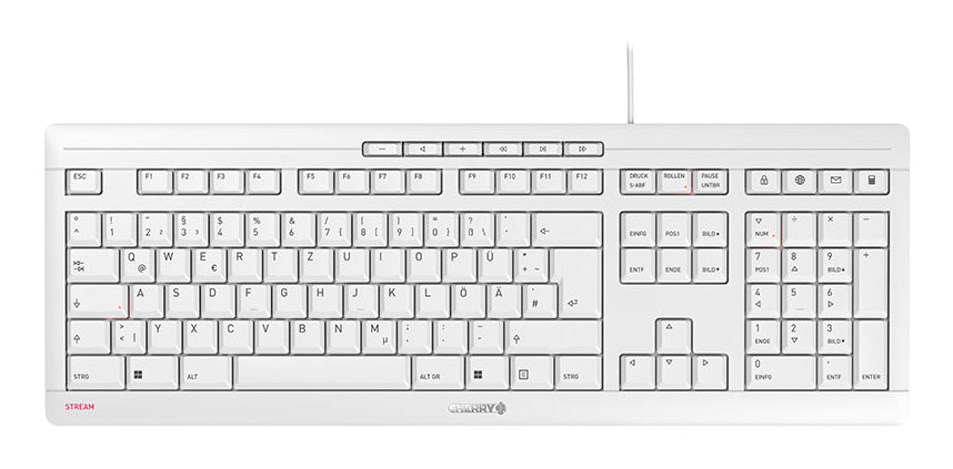 CHERRY STREAM KEYBOARD, Kabelgebundene Tastatur, hellgrau, USB (QWERTZ - DE)