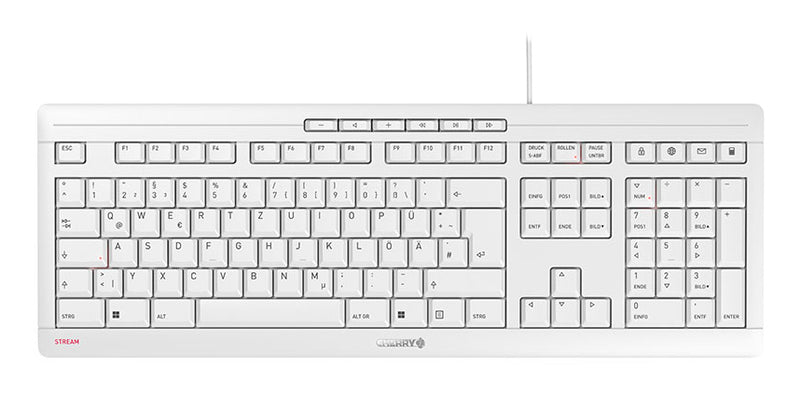 CHERRY STREAM KEYBOARD, Kabelgebundene Tastatur, hellgrau, USB (QWERTZ - DE)