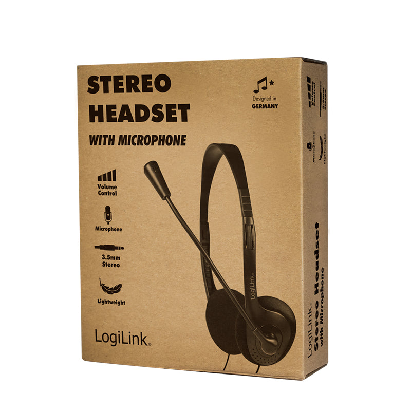LogiLink HS0052 Casque Arceau Filaire Bureau/Centre d'appels Noir