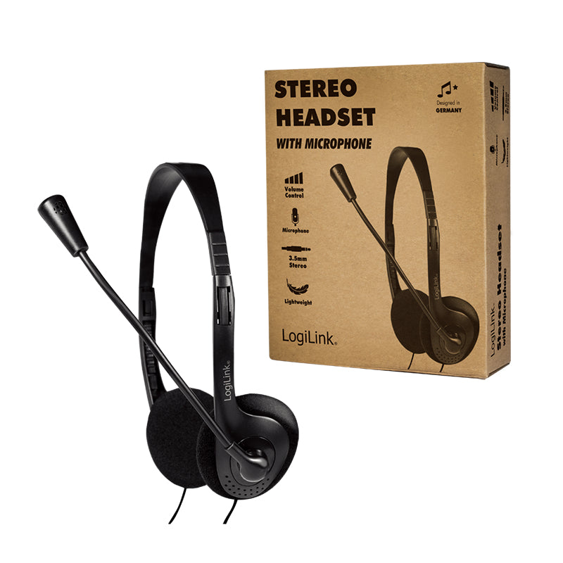 LogiLink HS0052 Casque Arceau Filaire Bureau/Centre d'appels Noir
