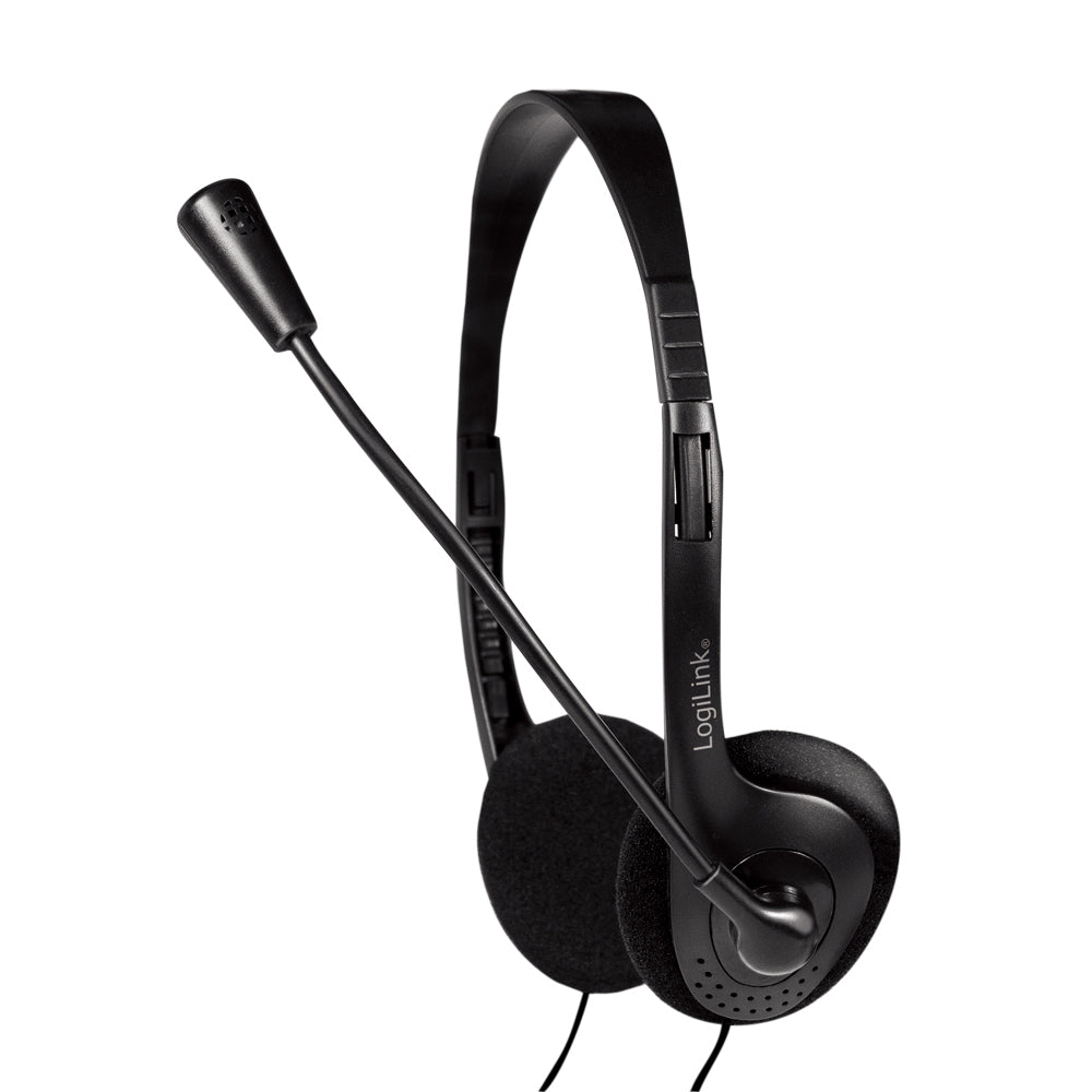 LogiLink HS0052 Casque Arceau Filaire Bureau/Centre d'appels Noir