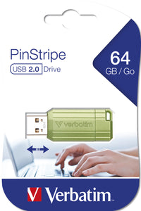 Verbatim Store n Go Pinstripe USB 2.0 Eucalyptus Green 64GB - - 64 GB USB-Stick USB Typ-A Blau