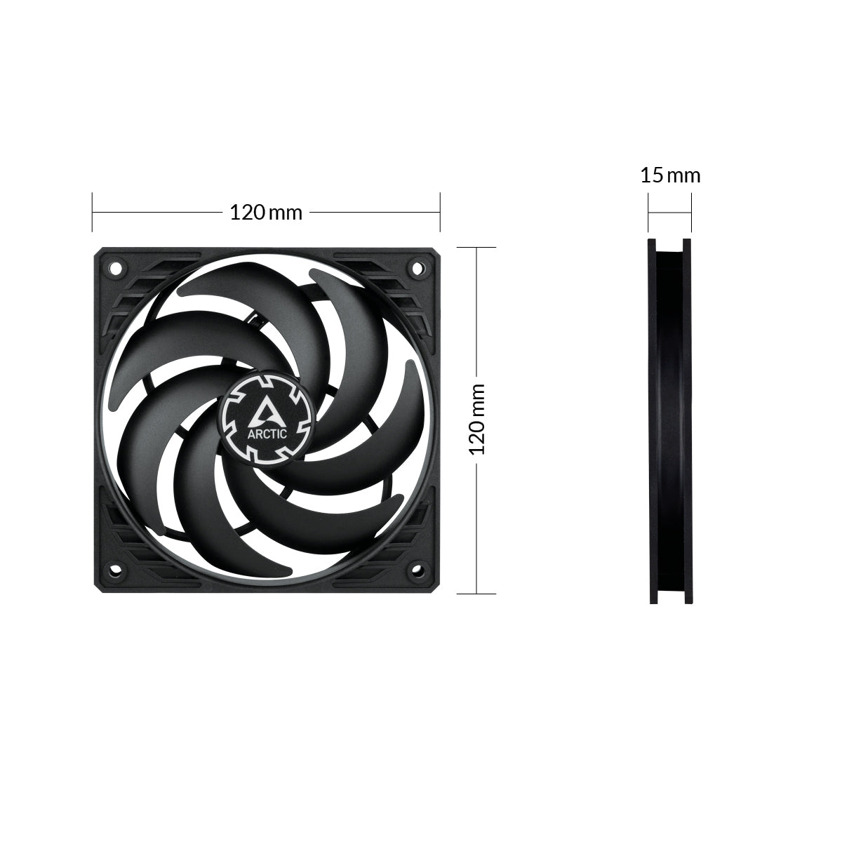 ARCTIC P12 Slim PWM PST 120 mm PWM Lüfter optimiert für statischen Druck mit integriertem Y-Kabel