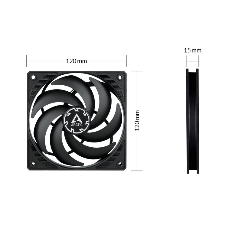 ARCTIC P12 Slim PWM PST 120 mm PWM Lüfter optimiert für statischen Druck mit integriertem Y-Kabel