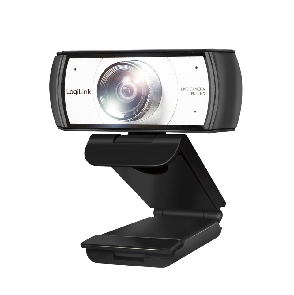 LogiLink Webcam USB HD de conférence, 120°, double microphone, mise au point manuelle