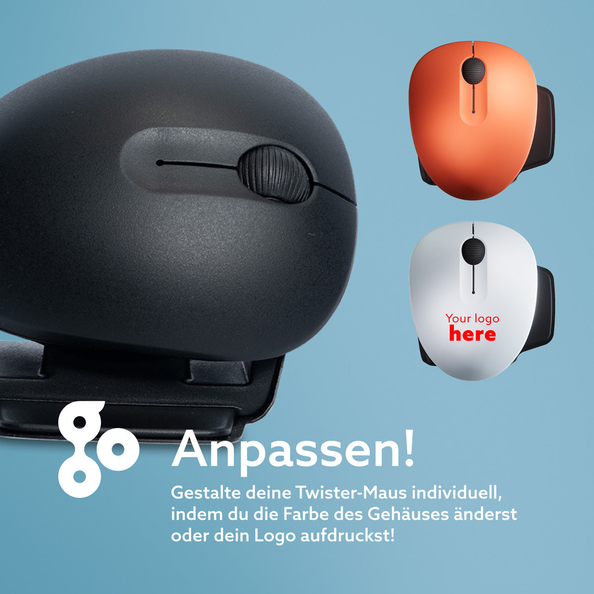 R-Go Tools Ergonomische Maus R-Go Twister mit Pausensoftware, beidhändige Maus, faltbar, Bluetooth und kabelgebunden