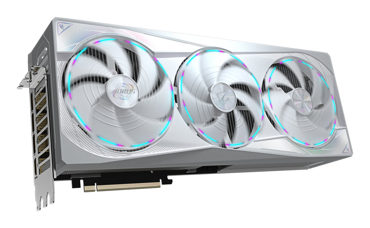 GIGABYTE AORUS GeForce RTX 5080 MASTER ICE 16G Grafikkarte - 16GB GDDR7, 256 Bit, PCI-E 5.0, 2805MHz Core Clock, 3 x DP 2.1a, 1 x HDMI 2.1b, NVIDIA DLSS 4, GV-N5080AORUSM ICE-16GD