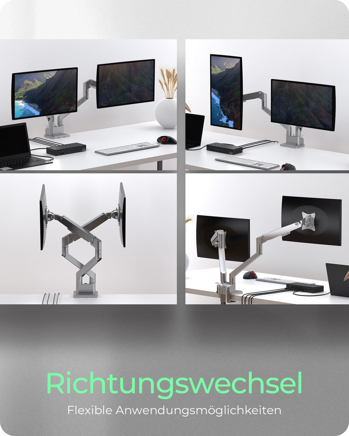 ICY BOX IB-MS524-T, Monitorständer mit Tischhalterung für zwei Monitore bis zu 32" (81 cm)