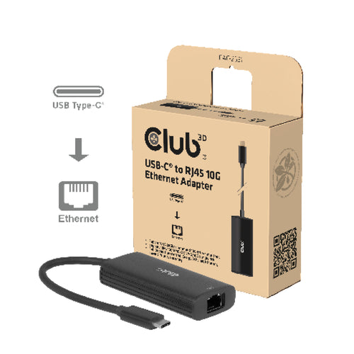 CLUB3D USB-C® zu RJ45 10G Ethernet-Adapter M/F