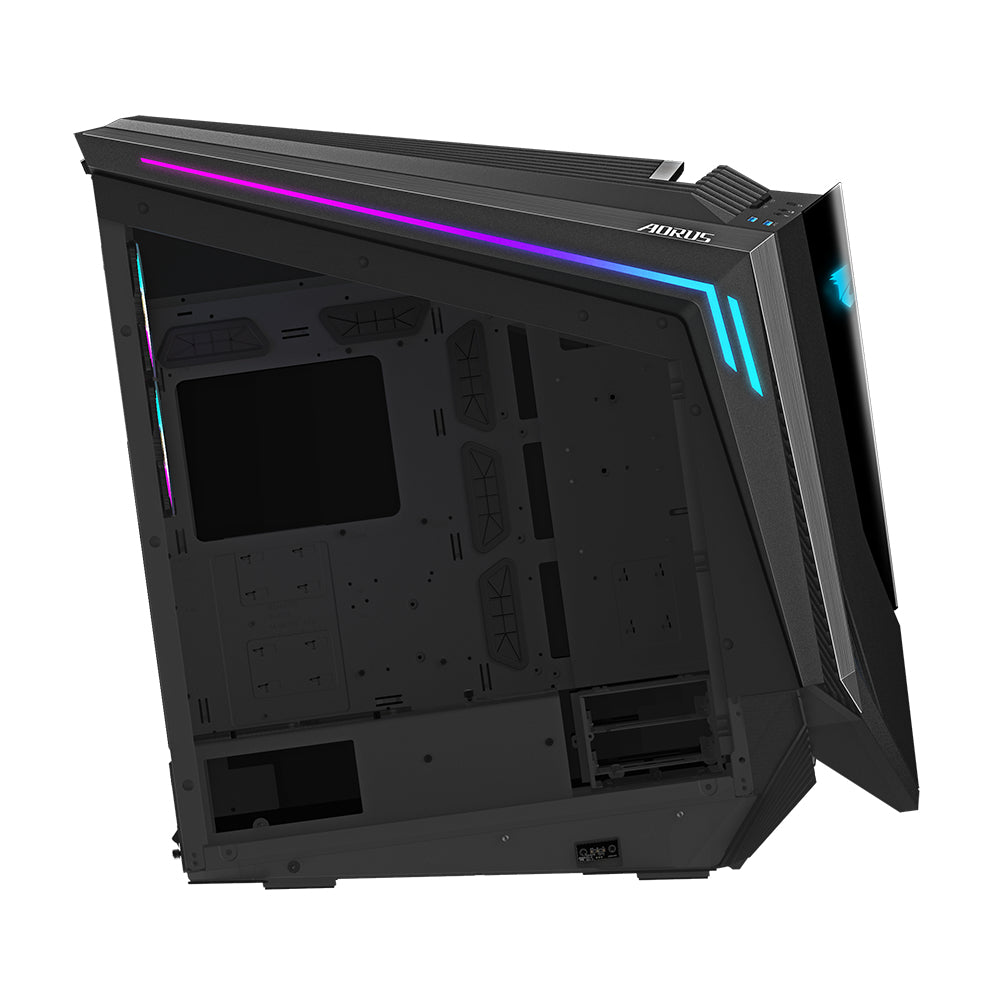 GIGABYTE AORUS C700 GLASS PC-Gehäuse – Full-Tower, unterstützt bis zu E-ATX & 420-mm-Radiatoren, vorinstallierte 5x 120-mm-Lüfter, USB 3.1 Typ-C, RGB Fusion