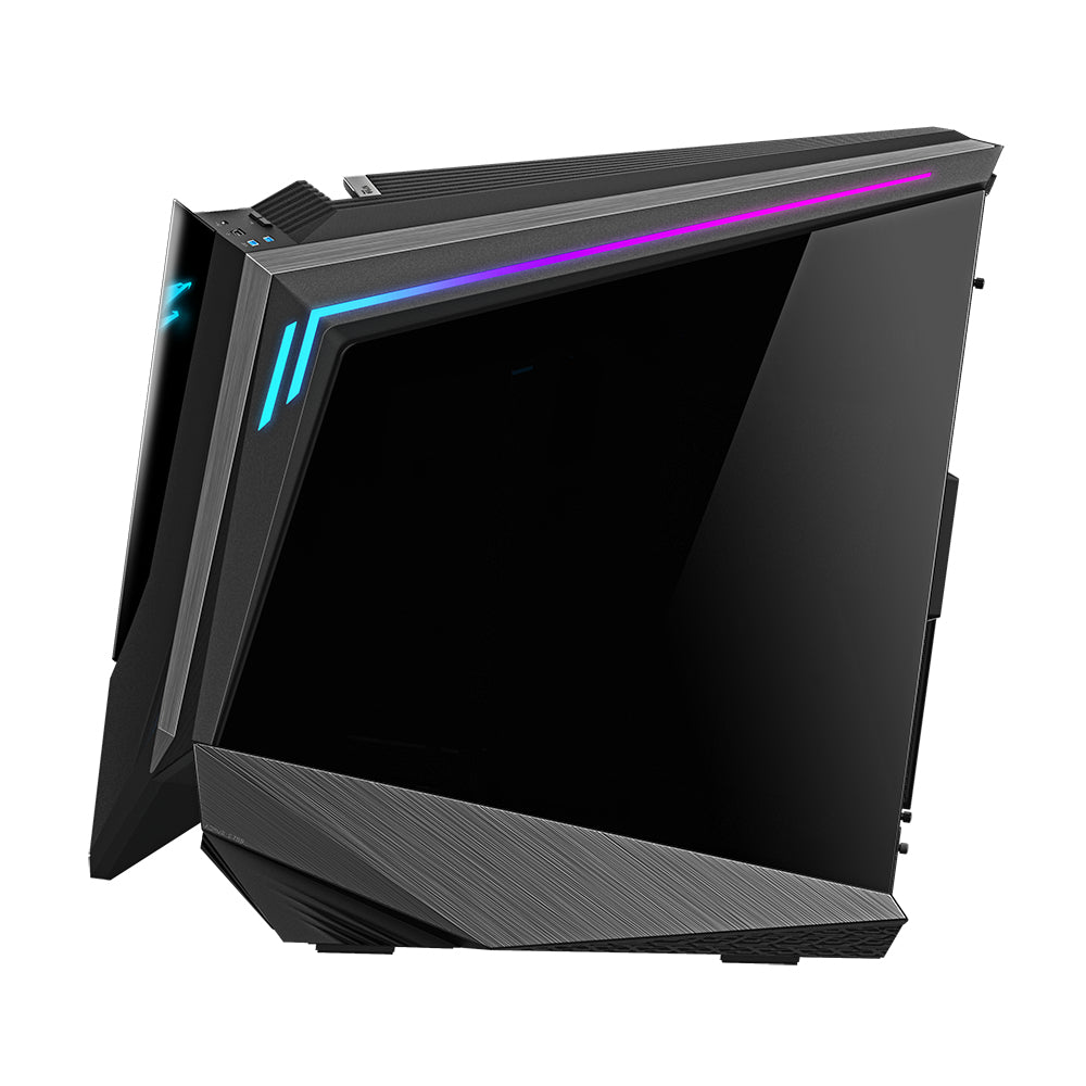 GIGABYTE AORUS C700 GLASS PC-Gehäuse – Full-Tower, unterstützt bis zu E-ATX & 420-mm-Radiatoren, vorinstallierte 5x 120-mm-Lüfter, USB 3.1 Typ-C, RGB Fusion
