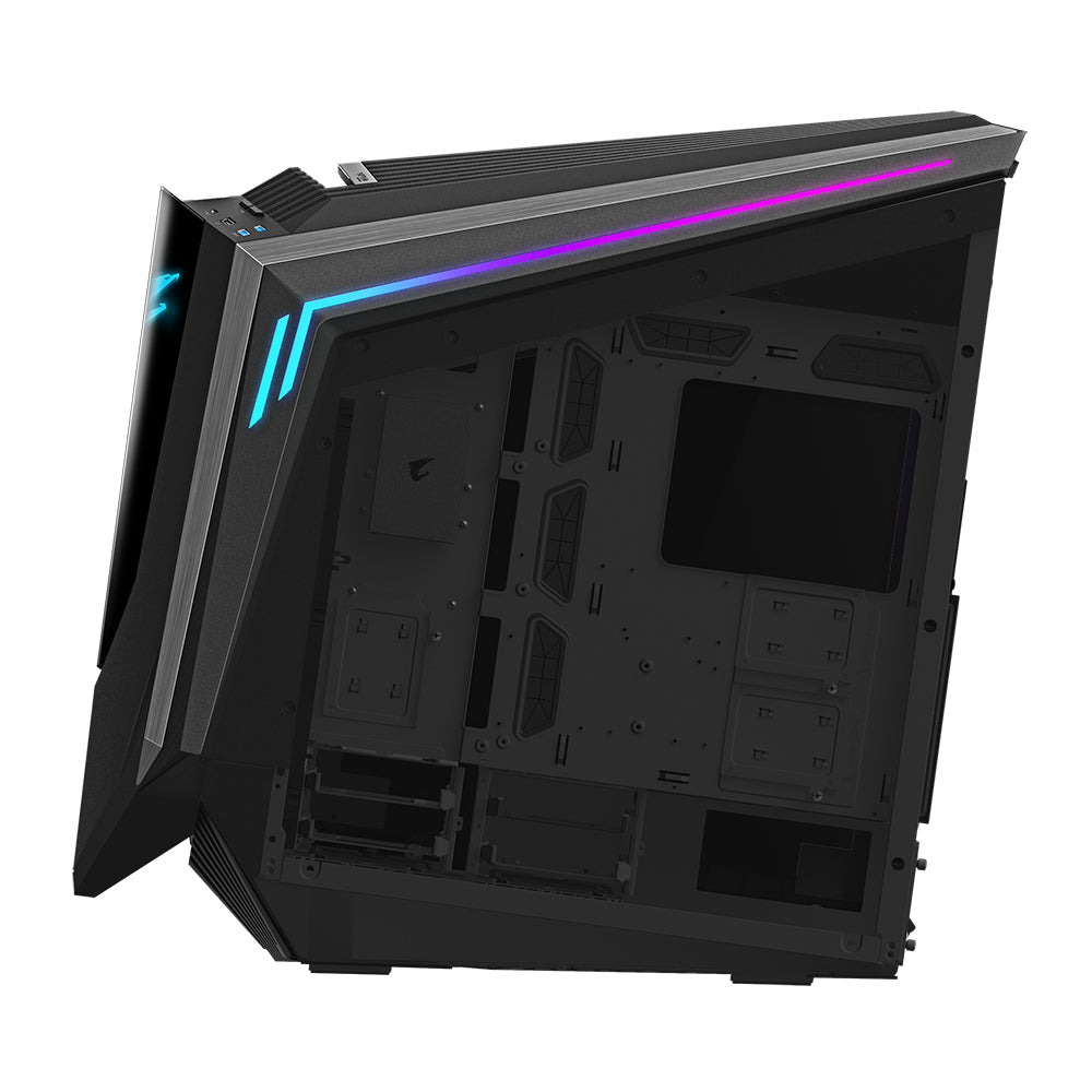 GIGABYTE AORUS C700 GLASS PC-Gehäuse – Full-Tower, unterstützt bis zu E-ATX & 420-mm-Radiatoren, vorinstallierte 5x 120-mm-Lüfter, USB 3.1 Typ-C, RGB Fusion
