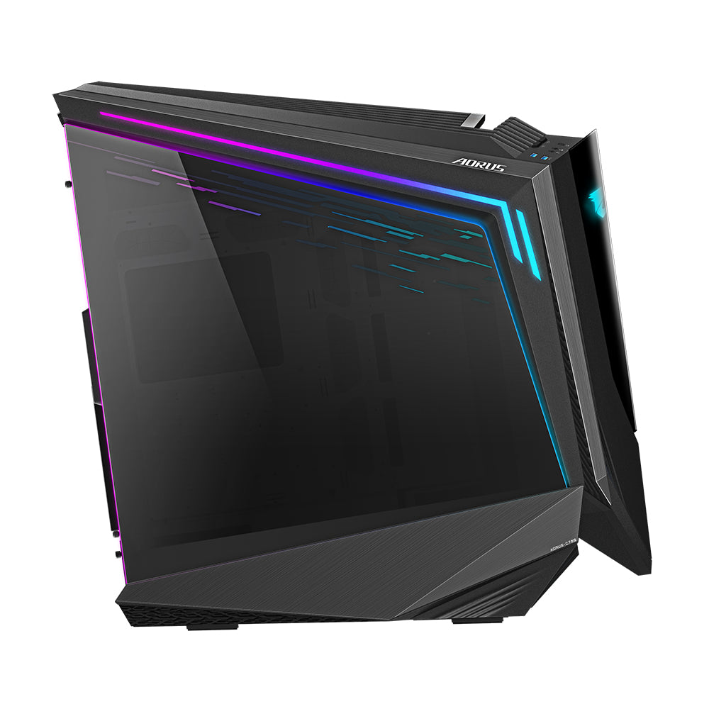 GIGABYTE AORUS C700 GLASS PC-Gehäuse – Full-Tower, unterstützt bis zu E-ATX & 420-mm-Radiatoren, vorinstallierte 5x 120-mm-Lüfter, USB 3.1 Typ-C, RGB Fusion