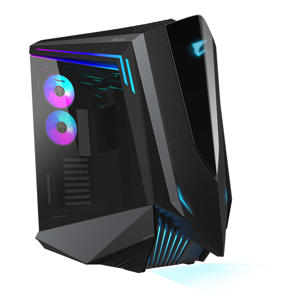 GIGABYTE AORUS C700 GLASS PC-Gehäuse – Full-Tower, unterstützt bis zu E-ATX & 420-mm-Radiatoren, vorinstallierte 5x 120-mm-Lüfter, USB 3.1 Typ-C, RGB Fusion