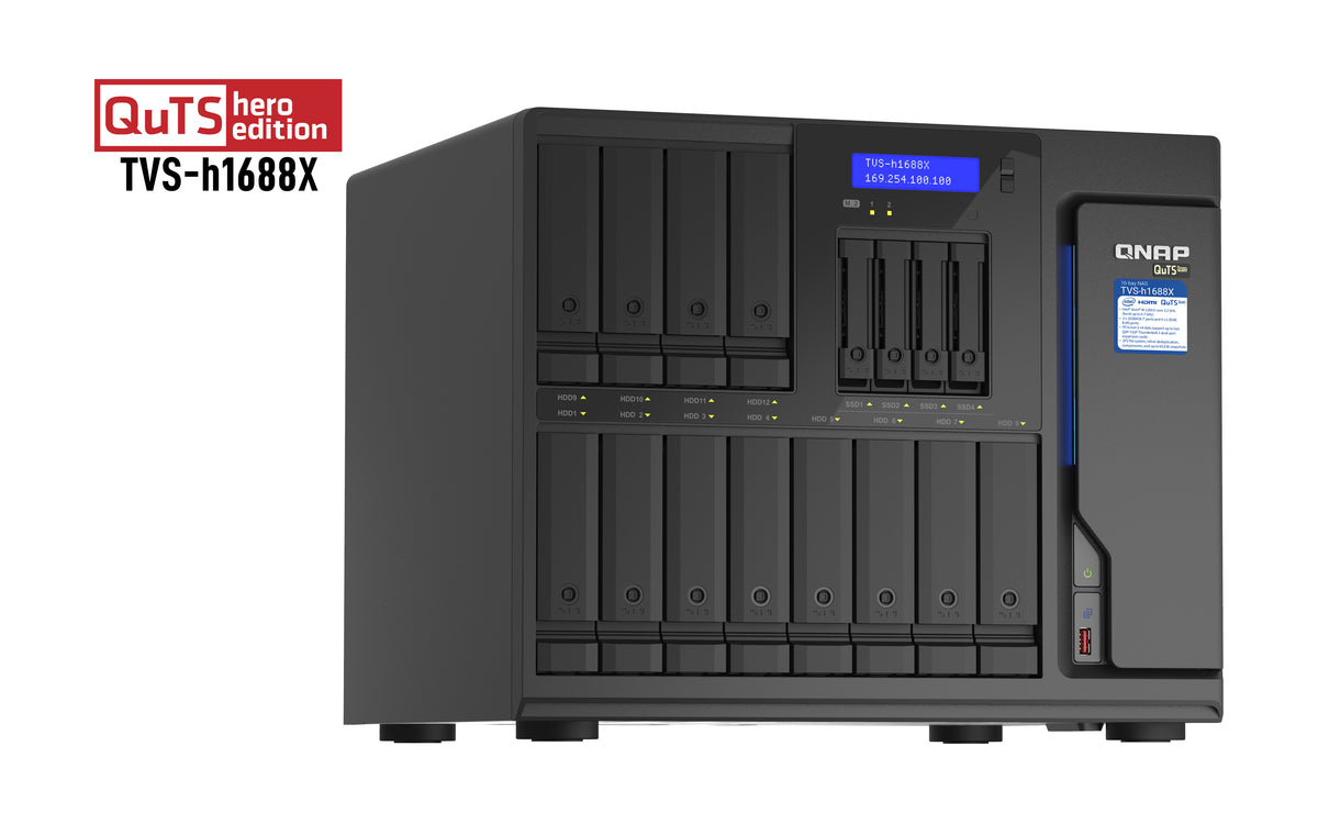 QNAP TVS-h1688X NAS Tower Intel® Xeon® W-1250 32 GB DDR4 0 TB QuTS hero Schwarz