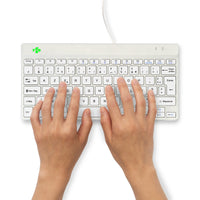 R-Go Tools Ergonomische Tastatur R-Go Compact Break, kompakte Tastatur mit Pausensoftware, AZERTY (FR), Kabelgebunden, Weiß