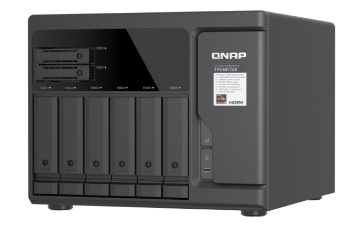 QNAP TVS-H877AX NAS Tower AMD Ryzen™ 5 16 GB DDR5 QNAP QTS Schwarz