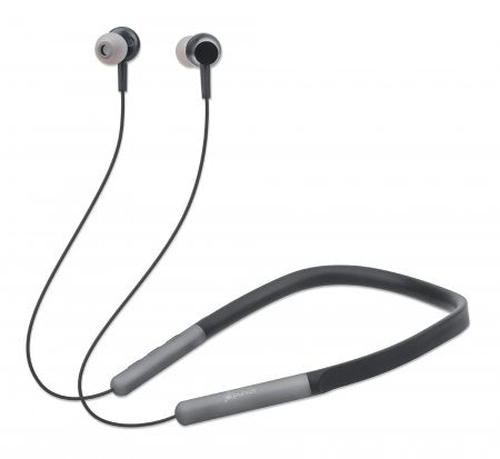 Manhattan Sound Science In-Ear Bluetooth-Sportheadset mit Nackenbügel, Bluetooth 5.0 + EDR, In-Ear-Design, omnidirektionales Mikrofon, integrierte Bedienelemente, schwarz