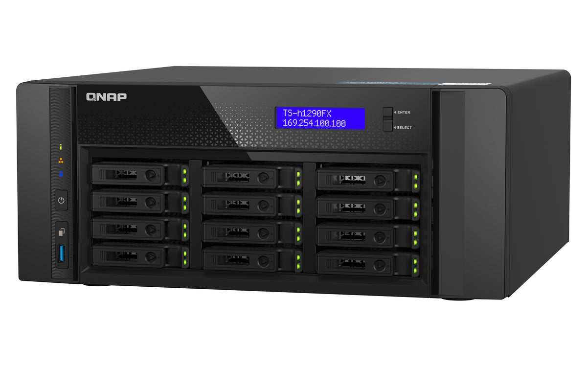 QNAP TS-h1290FX NAS Tower EPYC 7302P 128 GB DDR4 0 TB QuTS hero Schwarz