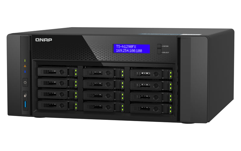 QNAP TS-h1290FX NAS Tower EPYC 7232P 64 GB DDR4 0 TB QuTS hero Schwarz