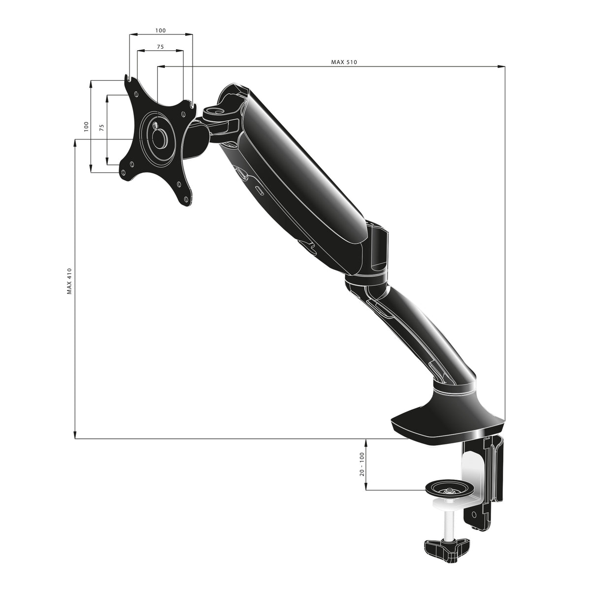 iiyama DS3001C-B1 Flachbildschirm-Tischhalterung 68,6 cm (27") Tisch/Bank Schwarz