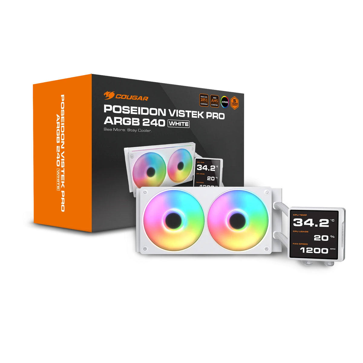 COUGAR CPU Wasserkühlung Poseidon Vistek Pro 240, ARGB, Weiß