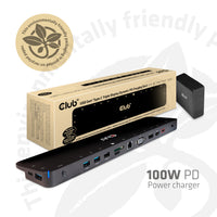 CLUB3D USB Type C 3.2 Gen1 Triple Display Dynamic PD Charging Dock 100W PD Power charger