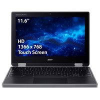Acer Chromebook R724T-TCO-K6K4 MediaTek Hybrid (2-in-1) 29,5 cm (11.6") Touchscreen HD 4 GB LPDDR4x-SDRAM 32 GB Flash Wi-Fi 6 (802.11ax) ChromeOS Schwarz