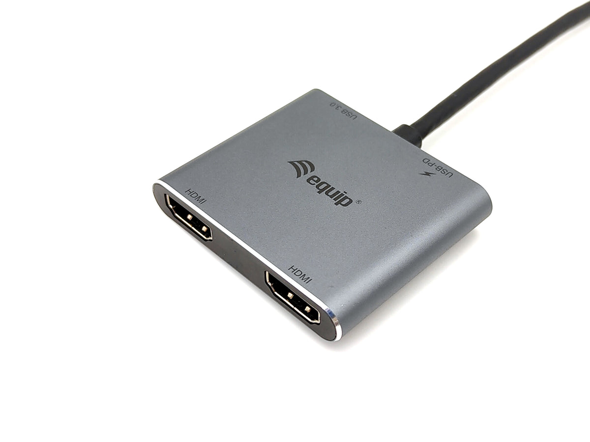 Equip USB-C 4-in-1 Dual-HDMI-Adapter, USB 3.0, 100W USB PD