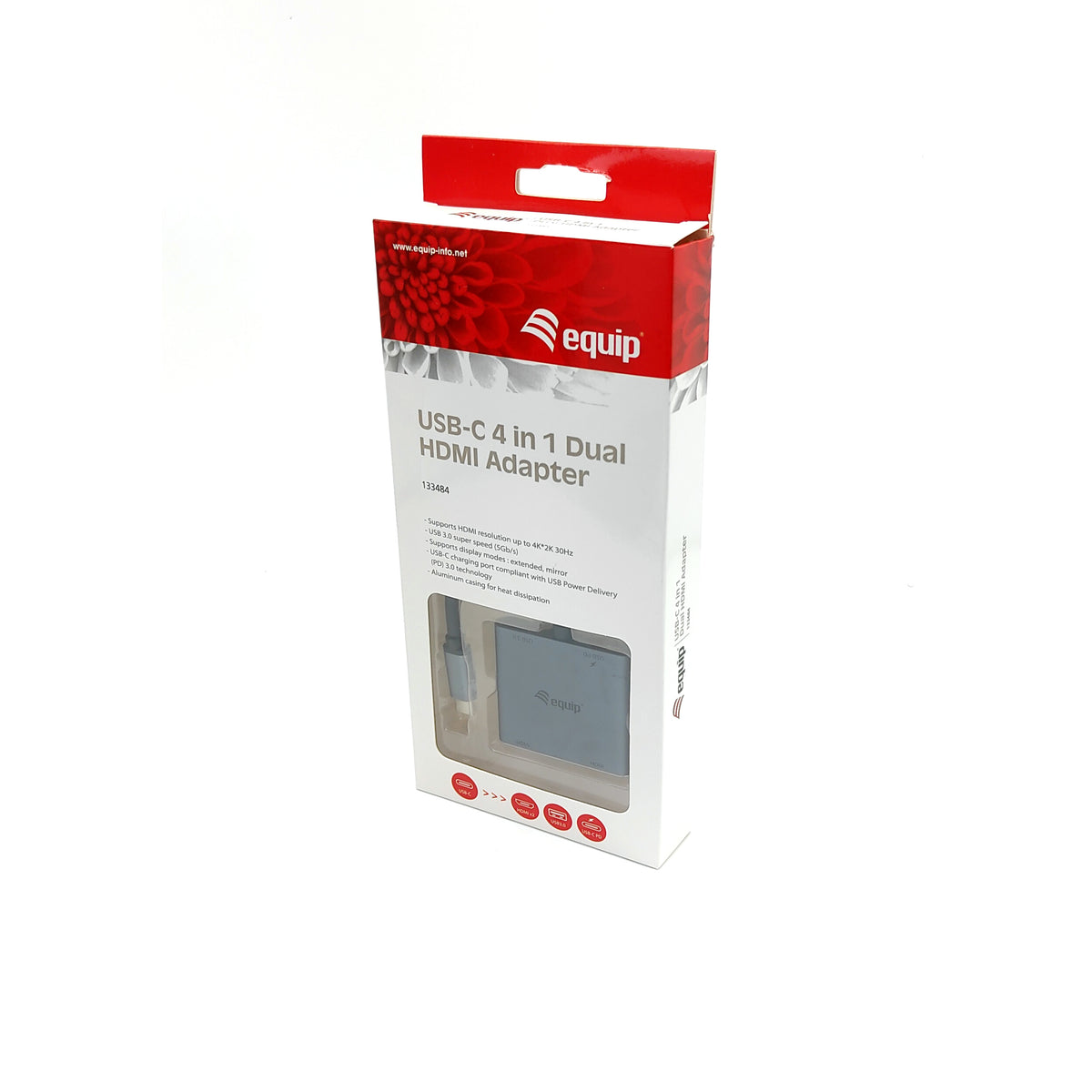 Equip USB-C 4-in-1 Dual-HDMI-Adapter, USB 3.0, 100W USB PD