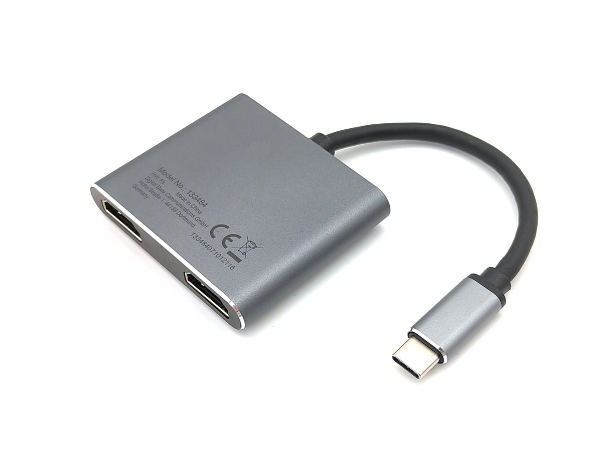 Equip USB-C 4-in-1 Dual-HDMI-Adapter, USB 3.0, 100W USB PD
