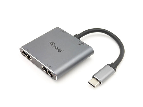 Equip USB-C 4-in-1 Dual-HDMI-Adapter, USB 3.0, 100W USB PD