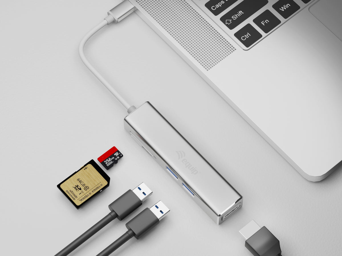 Equip 5-in-1-USB-C-Multifunktionale adapter, HDMI , USB 3.0, TF/Micro SD