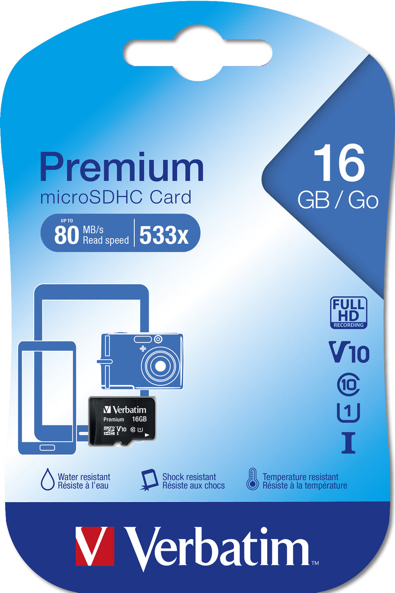 Verbatim Premium 16 GB MicroSDHC Klasse 10