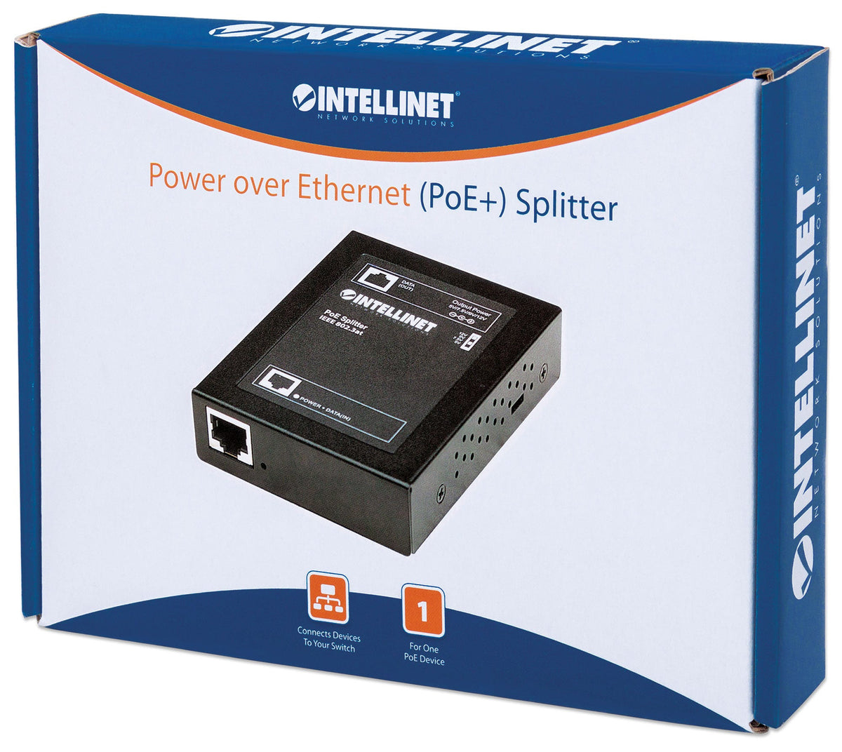 Intellinet PoE+ Splitter, IEEE802.3at mit 5 / 7,5 / 9 / 12 V DC Ausgangsspannung