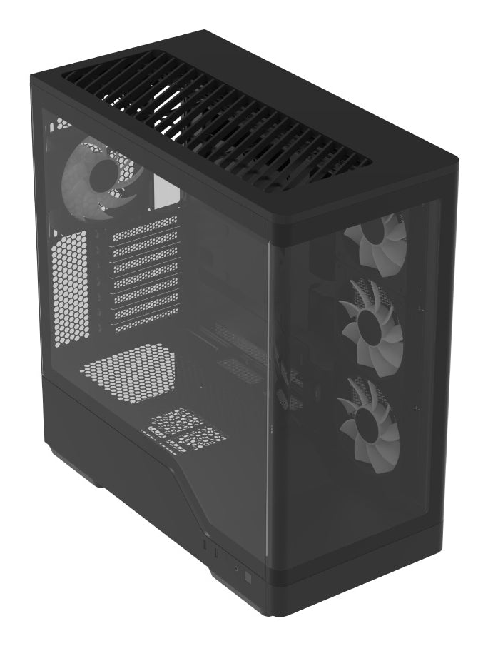 Aerocool P500A PC-Gehäuse, Midi-Tower, ATX, Tempered Glass, RGB - schwarz – Ansicht 4