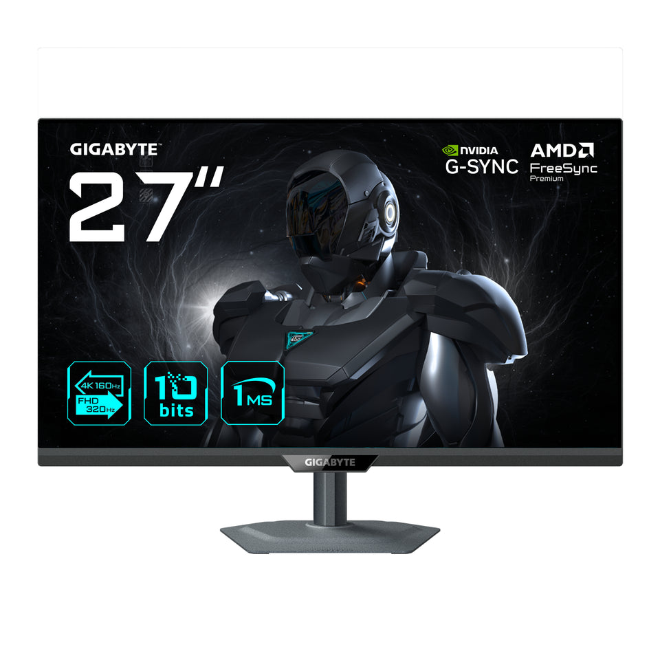 Monitor gaming GIGABYTE G27UP da 27” 4K UHD - Dual-Mode (4K 160Hz o FHD 320Hz), 3840 x 2160, 1ms, 400 cd/m², FreeSync Premium, HDR10, HDMI 2.1, DisplayPort 1.4