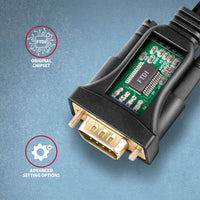 Axagon ADS-1PQN USB-A 2.0 - serial RS-232 DB9-M FTDI adapter cable 1.5m - Adapter - Digital/Daten Serien-Kabel Schwarz 1,5 m USB Typ-A