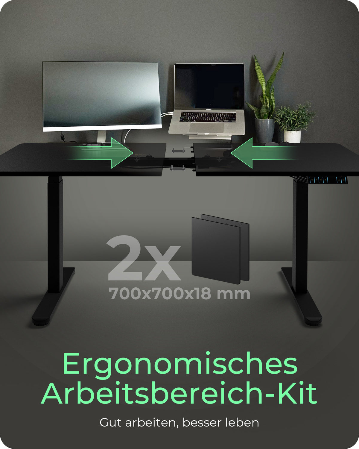ICY BOX IB-EW122B-TT, Elektrisch höhenverstellbarer Tisch, Tischplatte 140x70 cm, Höhe 63-128cm