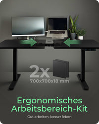 ICY BOX IB-EW122B-TT, Elektrisch höhenverstellbarer Tisch, Tischplatte 140x70 cm, Höhe 63-128cm