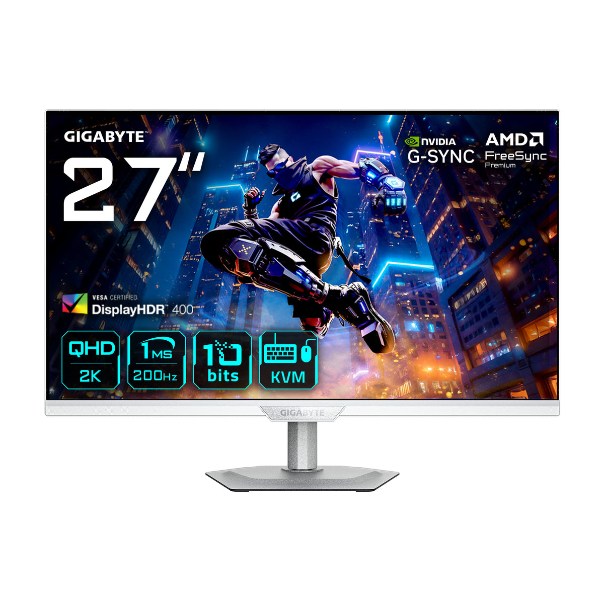 GIGABYTE M27Q2 QD ICE 27” QHD Gaming-Monitor - 2560 x 1440, 200Hz, 1ms, 350 cd/m², FreeSync Premium, Display HDR400, HDMI 2.0, DisplayPort 1.4