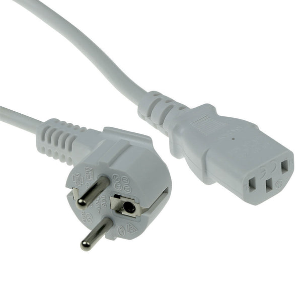 ACT Stromkabel Netzstecker CEE 7/7 Stecker (abgewinkelt) - C13 weiß 1 m