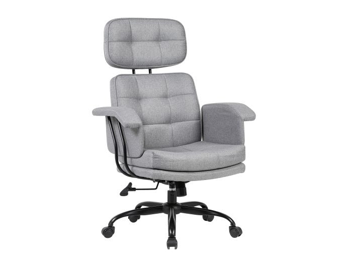 Equip 651020 Ergonomischer Chefsessel, gepolsterte Armlehnen, Butterfly-Mechanik, verchromtes Fußkreuz, höhenverstellbar, um 360° drehbar, Grau