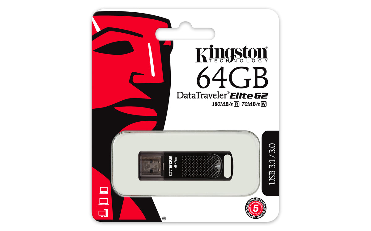 Kingston Technology DataTraveler Elite G2, 64GB USB-Stick USB Typ-A 3.2 Gen 1 (3.1 Gen 1) Schwarz