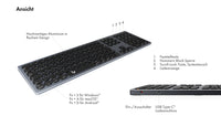 KeySonic KSK-8023BTRF (DE), Full-Size Aluminium Tastatur, Bluetooth® & RF, für Windows® und macOS®, anthrazit/schwarz